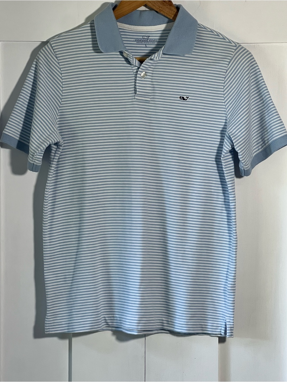 Vineyard Vines Boys Blue White Striped Polo Shirt Size L 16